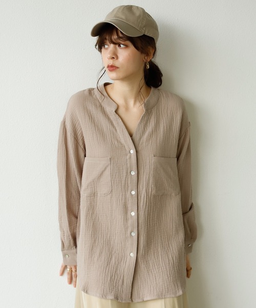キーネックダブルガーゼシャツ（シャツ/ブラウス）｜Auntie Rosa