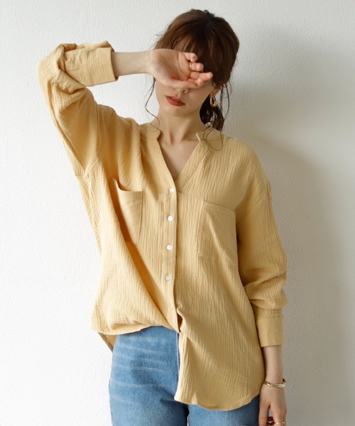 キーネックダブルガーゼシャツ（シャツ/ブラウス）｜Auntie Rosa