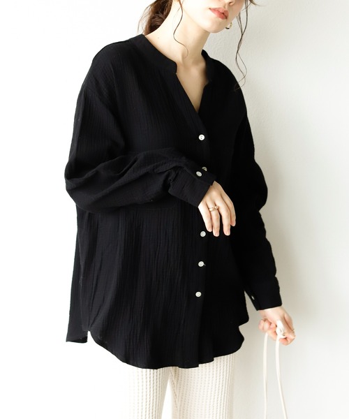 キーネックダブルガーゼシャツ（シャツ/ブラウス）｜Auntie Rosa