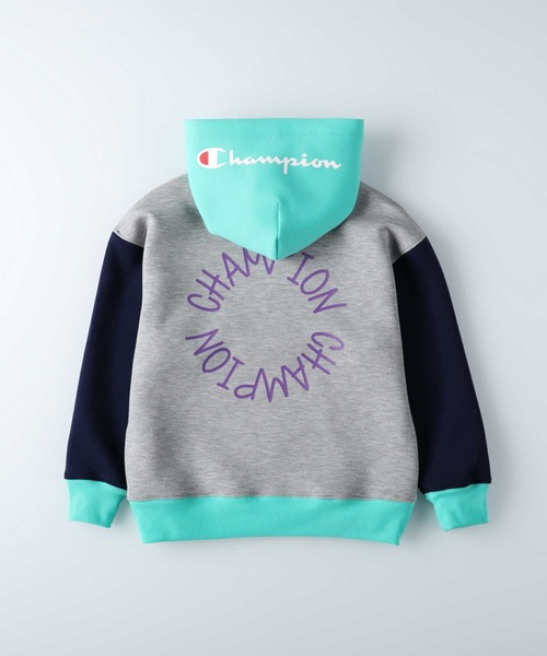 Champion（チャンピオン）の「【Champion】クレイジー切り替えパーカー（パーカー・キッズ・パープル/グリーン・120/140/130/105）」の19枚目の写真