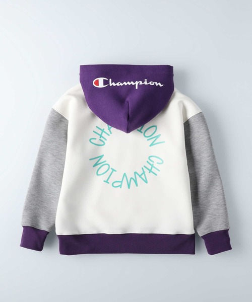 Champion（チャンピオン）の「【Champion】クレイジー切り替えパーカー（パーカー・キッズ・パープル/グリーン・120/140/130/105）」の21枚目の写真