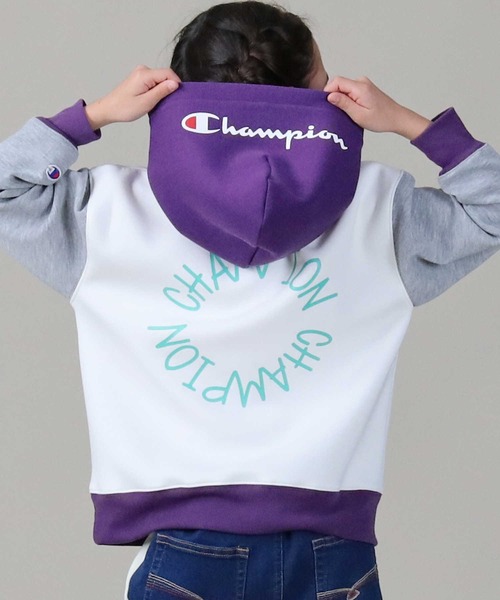 Champion（チャンピオン）の「【Champion】クレイジー切り替えパーカー（パーカー・キッズ・パープル/グリーン・120/140/130/105）」の11枚目の写真