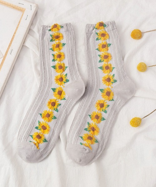 「kakko」（カッコ）の「レディース 花柄ラインソックス靴下（ソックス/靴下・レディース・A/B/C/D/E・ONE SIZE）」の4枚目の写真