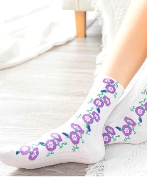 「kakko」（カッコ）の「レディース 花柄ラインソックス靴下（ソックス/靴下・レディース・A/B/C/D/E・ONE SIZE）」の8枚目の写真