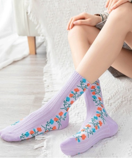 「kakko」（カッコ）の「レディース 花柄ラインソックス靴下（ソックス/靴下・レディース・A/B/C/D/E・ONE SIZE）」の11枚目の写真