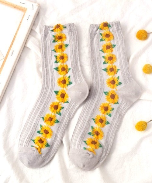 「kakko」（カッコ）の「レディース 花柄ラインソックス靴下（ソックス/靴下・レディース・A/B/C/D/E・ONE SIZE）」の12枚目の写真