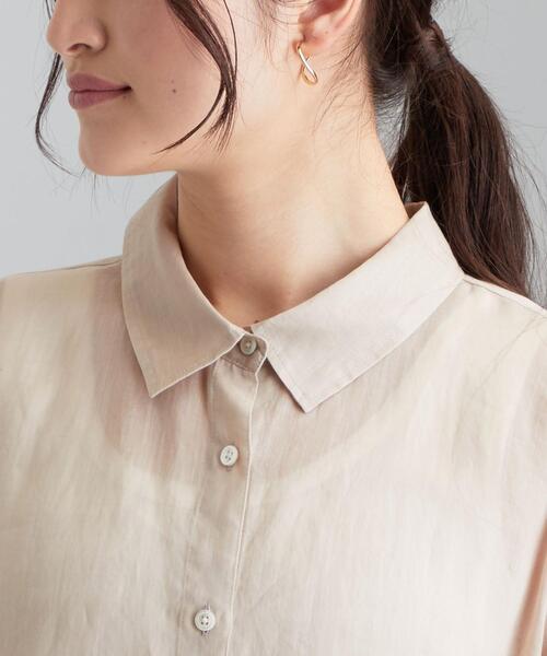 green label relaxing（グリーンレーベルリラクシング）の「FFC ラミー/CEL シアー シャツ（シャツ/ブラウス・レディース・ピンク/ナチュラル/ブラック・FREE）」の7枚目の写真