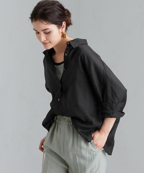 CITY SHOP ラミーシアーブラウス ANSWER for シティライフ】ドットデザインシアーシャツ