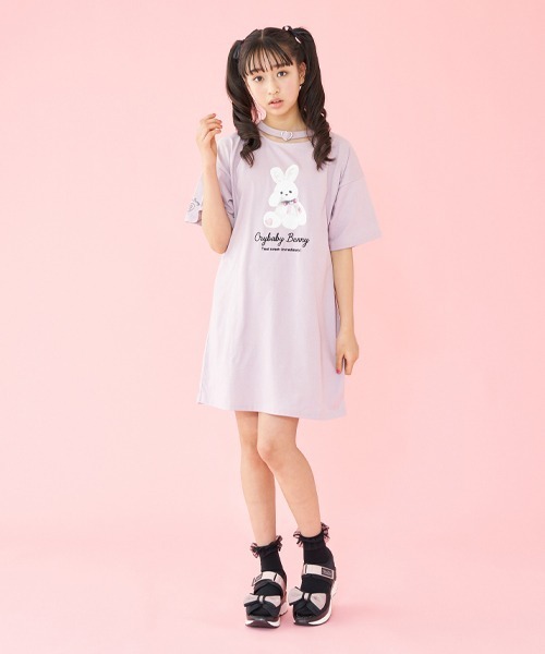 ウサギ転写プリントワンピース ワンピース Mezzo Piano Piano ワンピース Mezzo Junior メゾピアノジュニア のファッション ウサギ転写プリントワンピース ワンピース Mezzo Piano Piano ワンピース Mezzo Junior メゾピアノジュニア のファッション
