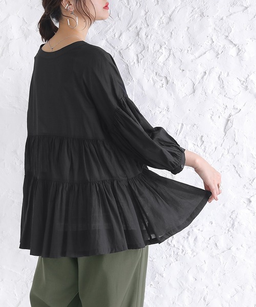 osharewalker（オシャレウォーカー）の「【廃盤】『前後2wayティアードブラウス』（シャツ/ブラウス・レディース・パープル/ブラック/オフホワイト/ピンク・FREE）」の8枚目の写真