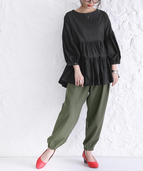 osharewalker（オシャレウォーカー）の「【廃盤】『前後2wayティアードブラウス』（シャツ/ブラウス・レディース・パープル/ブラック/オフホワイト/ピンク・FREE）」の9枚目の写真