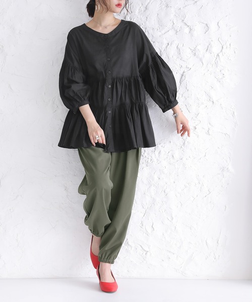 osharewalker（オシャレウォーカー）の「【廃盤】『前後2wayティアードブラウス』（シャツ/ブラウス・レディース・パープル/ブラック/オフホワイト/ピンク・FREE）」の10枚目の写真