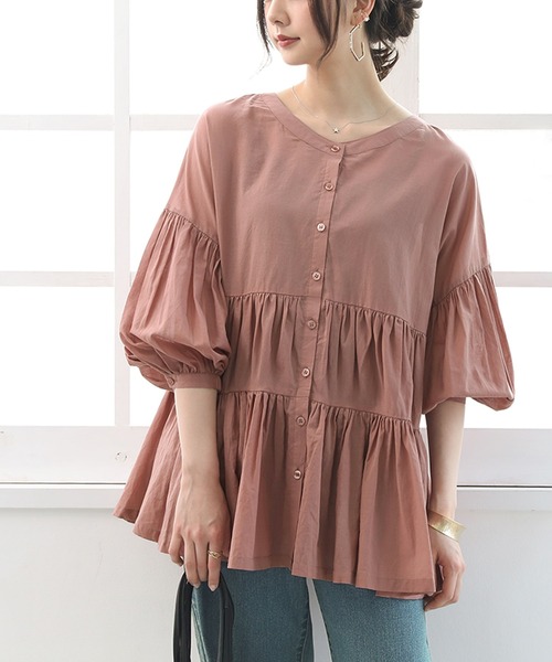 osharewalker（オシャレウォーカー）の「【廃盤】『前後2wayティアードブラウス』（シャツ/ブラウス・レディース・パープル/ブラック/オフホワイト/ピンク・FREE）」の11枚目の写真