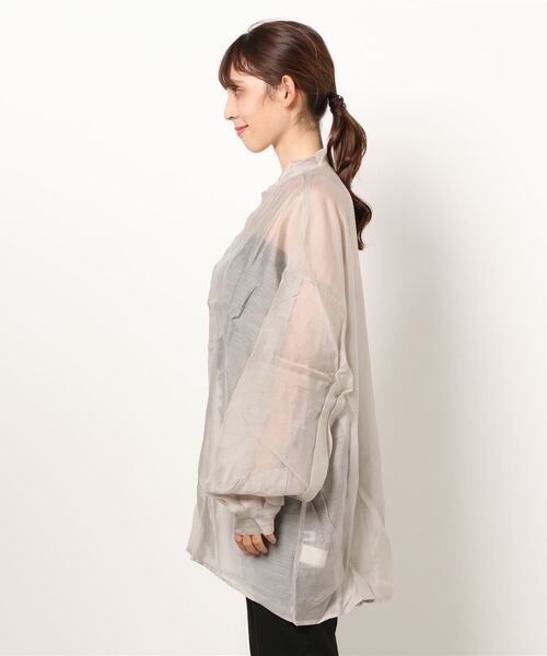 179/WG（イチナナキュウダブルジー）の「切り替えビッグシャツ（シャツ/ブラウス・レディース・ライトグレー/ブラウン/カーキ・MEDIUM）」の10枚目の写真