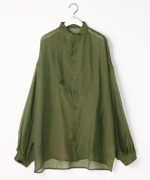 179/WG（イチナナキュウダブルジー）の「切り替えビッグシャツ（シャツ/ブラウス・レディース・ライトグレー/ブラウン/カーキ・MEDIUM）」の4枚目の写真