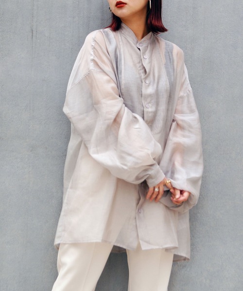 179/WG（イチナナキュウダブルジー）の「切り替えビッグシャツ（シャツ/ブラウス・レディース・ライトグレー/ブラウン/カーキ・MEDIUM）」の5枚目の写真