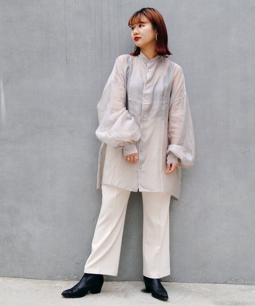 179/WG（イチナナキュウダブルジー）の「切り替えビッグシャツ（シャツ/ブラウス・レディース・ライトグレー/ブラウン/カーキ・MEDIUM）」の18枚目の写真