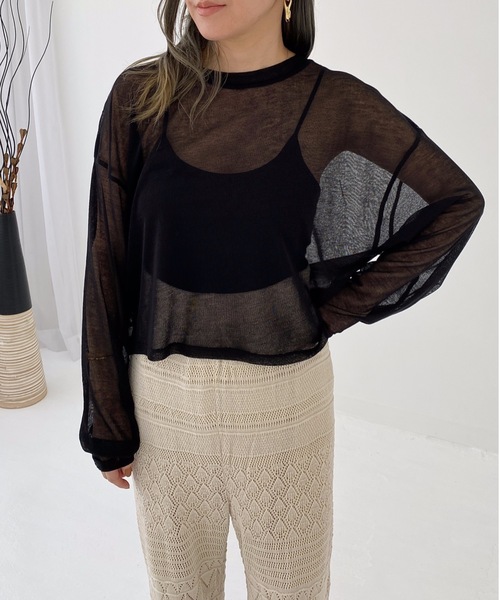 StyleSea（スタイルシー）の「シアートップス（Tシャツ/カットソー・レディース・ブラック/ベージュ/モカ・FREE）」の2枚目の写真