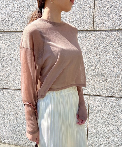 StyleSea（スタイルシー）の「シアートップス（Tシャツ/カットソー・レディース・ブラック/ベージュ/モカ・FREE）」の3枚目の写真