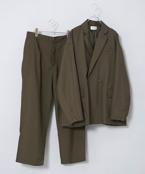 THE HITSS（ヒッツ）の「【THE HITSS】オーバーサイズ TR ダブルジャケット＆ワイドテーパードパンツ［セットアップ商品］（セットアップ・メンズ・ブラック/ベージュ/グレイッシュベージュ/カーキ/サックスブルー/チェック・M/L/XL）」の4枚目の写真