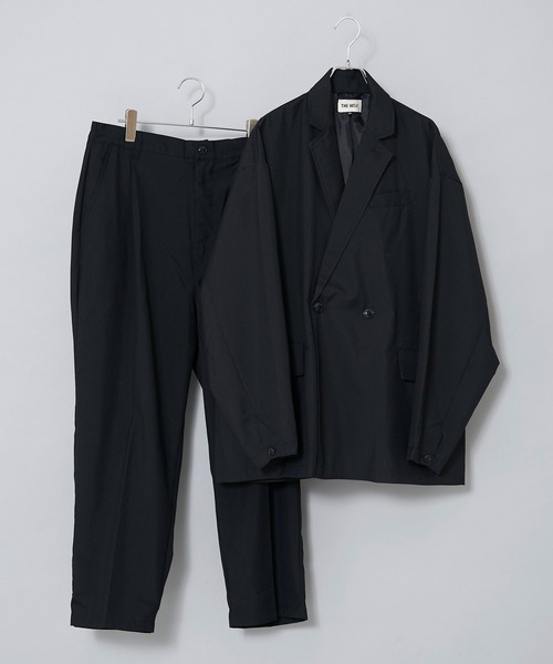 THE HITSS（ヒッツ）の「【THE HITSS】オーバーサイズ TR ダブルジャケット＆ワイドテーパードパンツ［セットアップ商品］（セットアップ・メンズ・ブラック/ベージュ/グレイッシュベージュ/カーキ/サックスブルー/チェック・M/L/XL）」の2枚目の写真