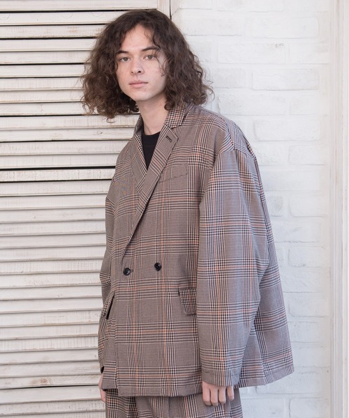 THE HITSS（ヒッツ）の「【THE HITSS】オーバーサイズ TR ダブルジャケット＆ワイドテーパードパンツ［セットアップ商品］（セットアップ・メンズ・ブラック/ベージュ/グレイッシュベージュ/カーキ/サックスブルー/チェック・M/L/XL）」の11枚目の写真