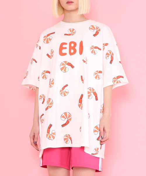PUNYUS プニュズ フード総柄Tシャツ エビ フード総柄Tシャツ(EBI)（Tシャツ/カットソー）｜PUNYUS