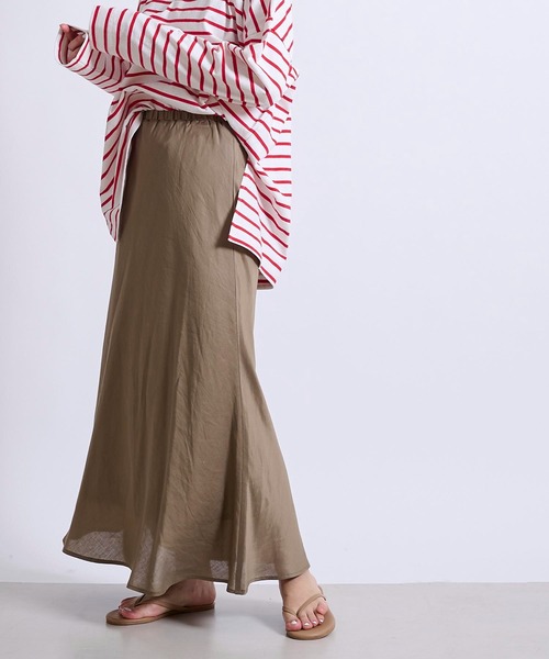 DouDou(ドゥドゥ)の「テンセル麻スカート(スカート・レディース・ブラック/カーキ・FREE)」の22枚目の写真