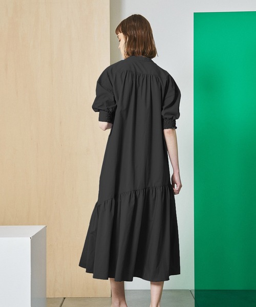 UNITED TOKYO（ユナイテッドトウキョウ）の「スロープパターンギャザーワンピ（ワンピース・レディース・ブラック/ベージュ/グリーン・FREE）」の19枚目の写真