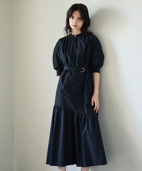 UNITED TOKYO（ユナイテッドトウキョウ）の「スロープパターンギャザーワンピ（ワンピース・レディース・ブラック/ベージュ/グリーン・FREE）」の12枚目の写真