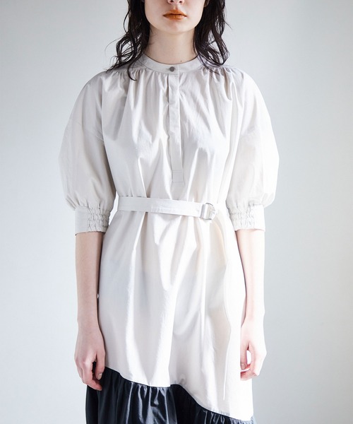 UNITED TOKYO（ユナイテッドトウキョウ）の「スロープパターンギャザーワンピ（ワンピース・レディース・ブラック/ベージュ/グリーン・FREE）」の9枚目の写真