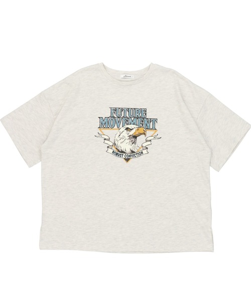 SPINNS（スピンズ）の「【ゆったりシルエット】古着風EAGLEデザイン 半袖Tシャツ（Tシャツ/カットソー・レディース・ベージュ/オートミール/スミクロ・ONESIZE）」の8枚目の写真