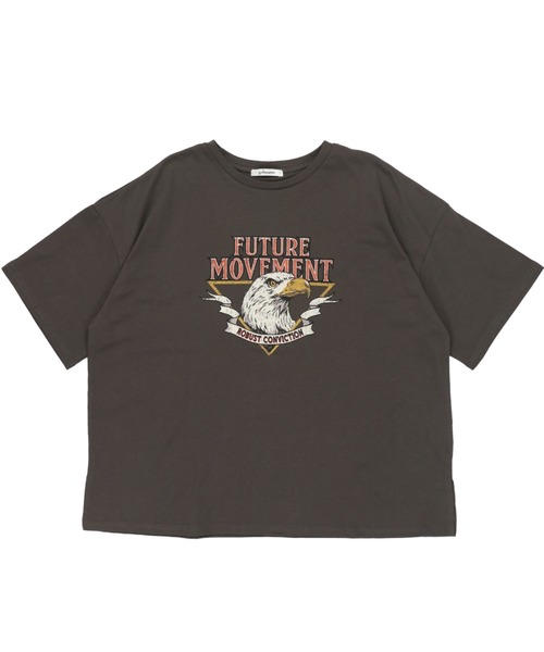 SPINNS（スピンズ）の「【ゆったりシルエット】古着風EAGLEデザイン 半袖Tシャツ（Tシャツ/カットソー・レディース・ベージュ/オートミール/スミクロ・ONESIZE）」の6枚目の写真