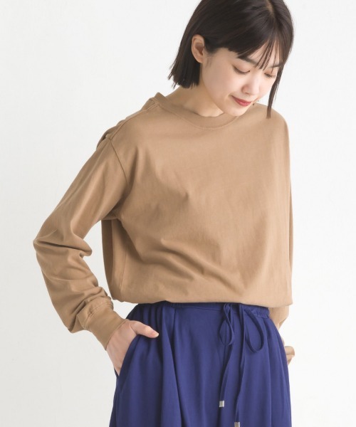 OMNES(オムネス)の「ユニセックス 製品洗い 無地長袖Tシャツ(Tシャツ/カットソー・メンズ・ブラウン/ホワイト/グレー/ピンク/ベージュ/カーキ/ブラック・MEDIUM/LARGE/XXX-LARGE/X-LARGE/SMALL/XX-LARGE)」の4枚目の写真