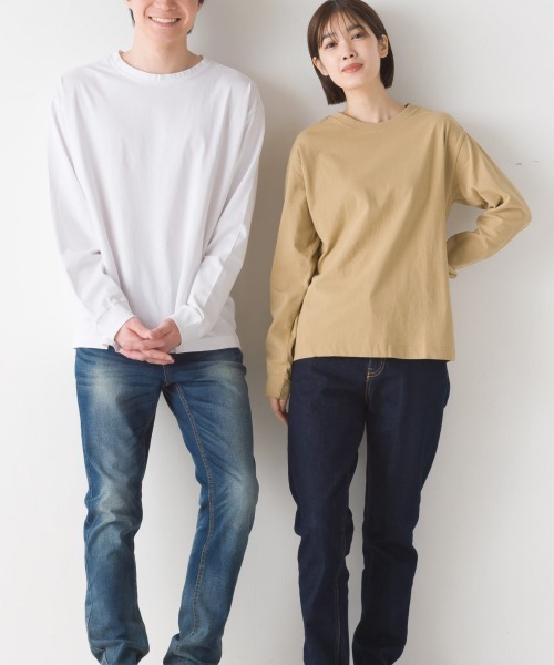OMNES(オムネス)の「ユニセックス 製品洗い 無地長袖Tシャツ(Tシャツ/カットソー・メンズ・ブラウン/ホワイト/グレー/ピンク/ベージュ/カーキ/ブラック・MEDIUM/LARGE/XXX-LARGE/X-LARGE/SMALL/XX-LARGE)」の8枚目の写真