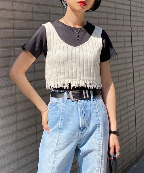 PAGEBOY(ページボーイ)の「ダメージニットビスチェ(その他トップス・レディース・ブラック/オフホワイト/ブラウン系その他・FREE)」の9枚目の写真