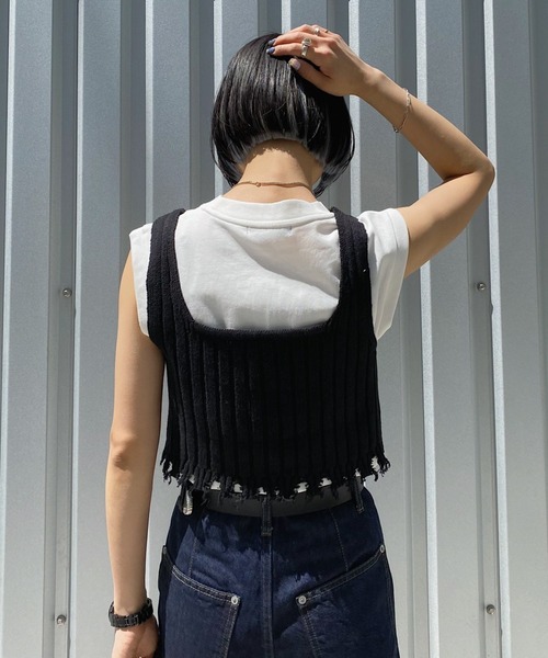 PAGEBOY(ページボーイ)の「ダメージニットビスチェ(その他トップス・レディース・ブラック/オフホワイト/ブラウン系その他・FREE)」の7枚目の写真