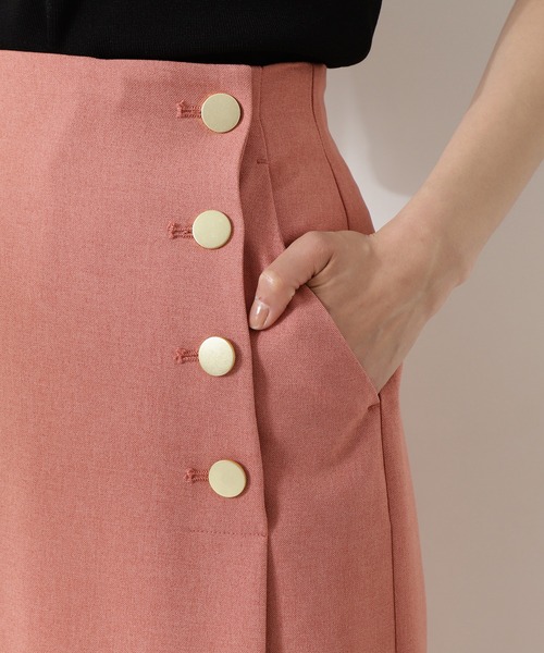 N.（N. Natural Beauty Basic）（エヌエヌナチュラルビューティーベーシック）の「ゴールドボタンラップスカート（スカート・レディース・ベージュ/ネイビー/ピンク・MEDIUM）」の11枚目の写真