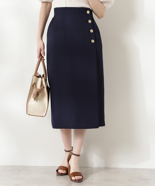 N.（N. Natural Beauty Basic）（エヌエヌナチュラルビューティーベーシック）の「ゴールドボタンラップスカート（スカート・レディース・ベージュ/ネイビー/ピンク・MEDIUM）」の16枚目の写真