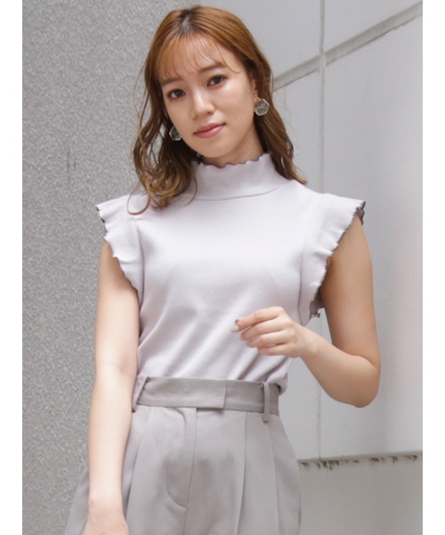 dazzlin（ダズリン）の「メローリブフレンチスリーブトップス（Tシャツ/カットソー・レディース・ブラック/ベージュ/グレー/グリーン・FREE）」の3枚目の写真