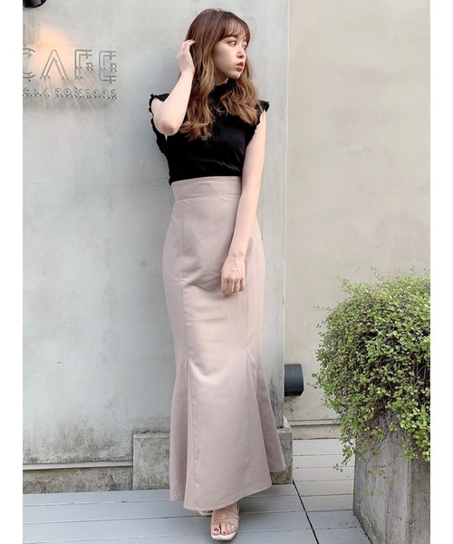 dazzlin（ダズリン）の「メローリブフレンチスリーブトップス（Tシャツ/カットソー・レディース・ブラック/ベージュ/グレー/グリーン・FREE）」の5枚目の写真