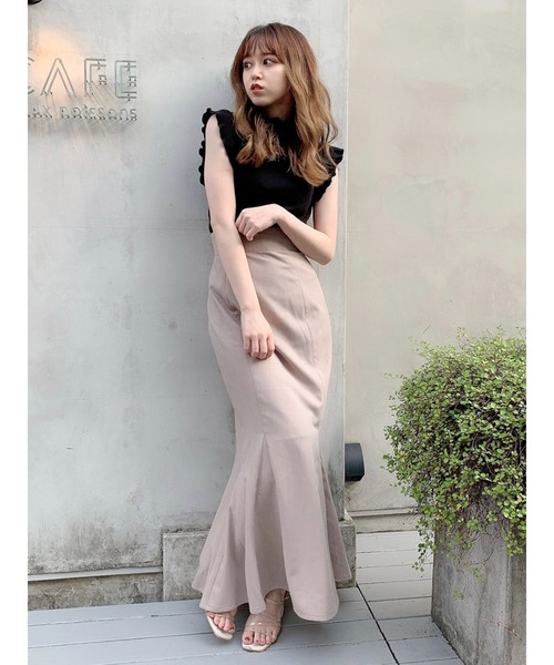 dazzlin（ダズリン）の「メローリブフレンチスリーブトップス（Tシャツ/カットソー・レディース・ブラック/ベージュ/グレー/グリーン・FREE）」の6枚目の写真