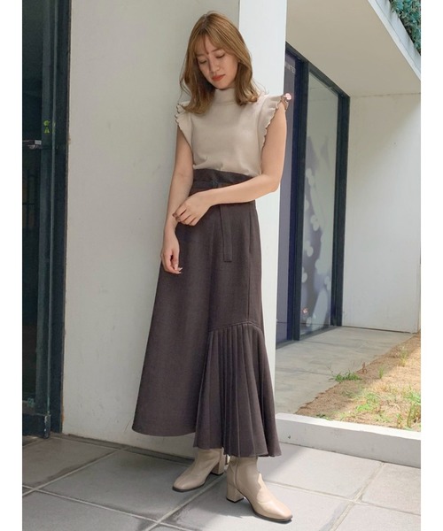 dazzlin（ダズリン）の「メローリブフレンチスリーブトップス（Tシャツ/カットソー・レディース・ブラック/ベージュ/グレー/グリーン・FREE）」の7枚目の写真