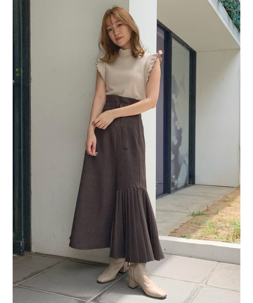 dazzlin（ダズリン）の「メローリブフレンチスリーブトップス（Tシャツ/カットソー・レディース・ブラック/ベージュ/グレー/グリーン・FREE）」の8枚目の写真