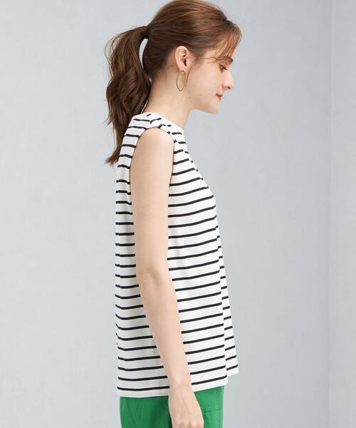 green label relaxing(グリーンレーベルリラクシング)の「FFC 袖デザイン ノースリーブ カットソー / ボーダー(Tシャツ/カットソー・レディース・ダークグレー/その他1/ケリー/ホワイト・FREE)」の13枚目の写真