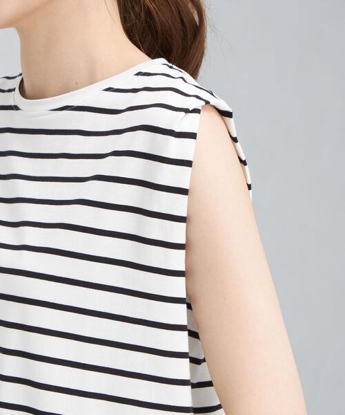 green label relaxing(グリーンレーベルリラクシング)の「FFC 袖デザイン ノースリーブ カットソー / ボーダー(Tシャツ/カットソー・レディース・ダークグレー/その他1/ケリー/ホワイト・FREE)」の16枚目の写真