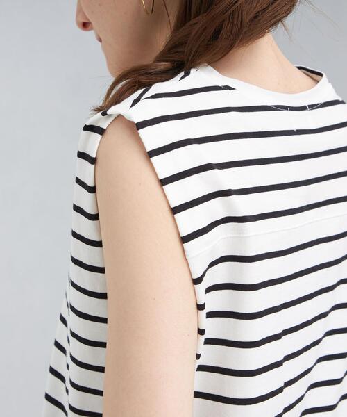 green label relaxing(グリーンレーベルリラクシング)の「FFC 袖デザイン ノースリーブ カットソー / ボーダー(Tシャツ/カットソー・レディース・ダークグレー/その他1/ケリー/ホワイト・FREE)」の17枚目の写真