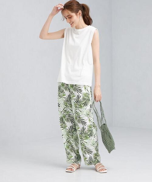 green label relaxing(グリーンレーベルリラクシング)の「FFC 袖デザイン ノースリーブ カットソー / ボーダー(Tシャツ/カットソー・レディース・ダークグレー/その他1/ケリー/ホワイト・FREE)」の9枚目の写真