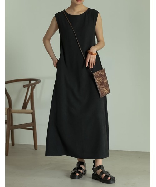 楊柳ライクカットソーノースリーブワンピース ワンピース Re Edit リエディ のファッション