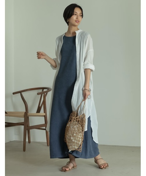 楊柳ライクカットソーノースリーブワンピース ワンピース Re Edit リエディ のファッション